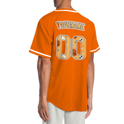 Halloween Orange Skull Baseball Jersey