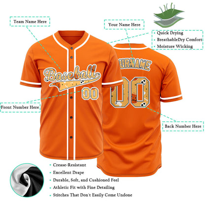 Halloween Orange Skull Baseball Jersey