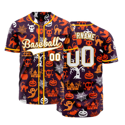 Halloween Orange Skull Grave Baseball Jersey