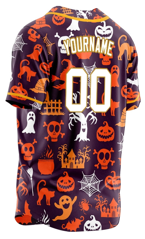 Halloween Orange Skull Grave Baseball Jersey