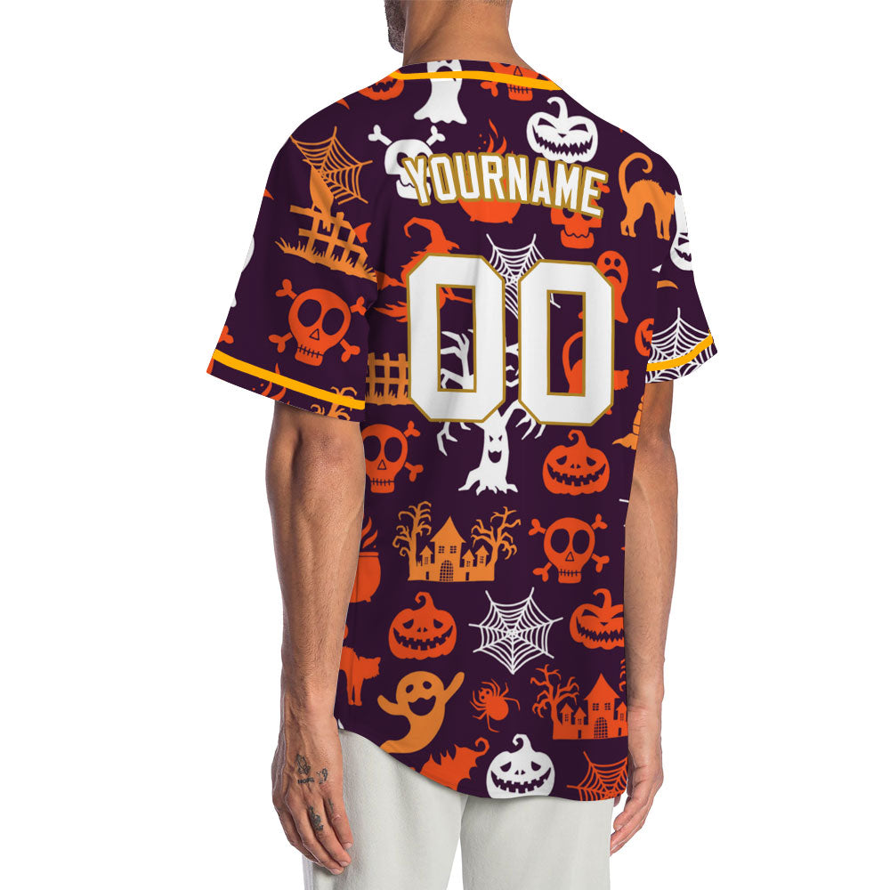 Halloween Orange Skull Grave Baseball Jersey