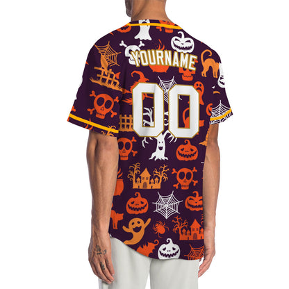 Halloween Orange Skull Grave Baseball Jersey