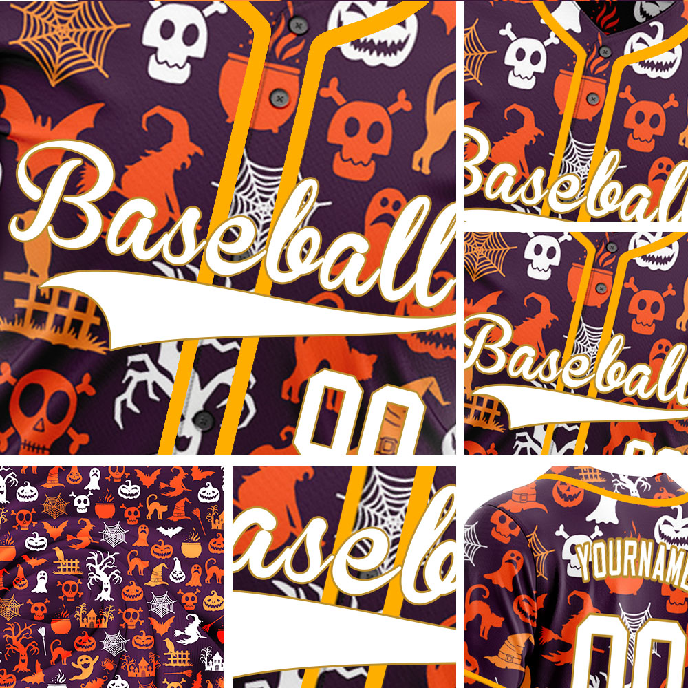 Halloween Orange Skull Grave Baseball Jersey