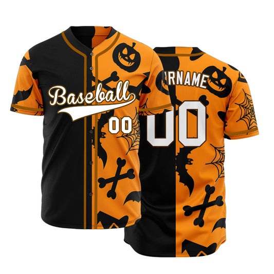 Halloween Orange Spider Web Half Baseball Jersey