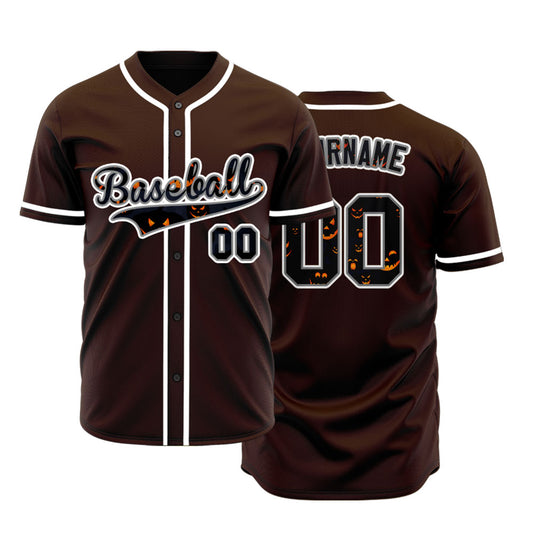 Halloween Pumpkin Face Orange Baseball Jersey