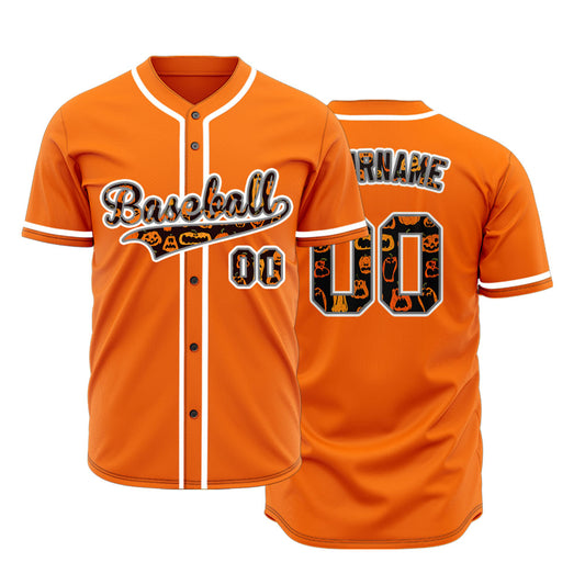 Halloween Pumpkin Orange And Black Baseball Jersey