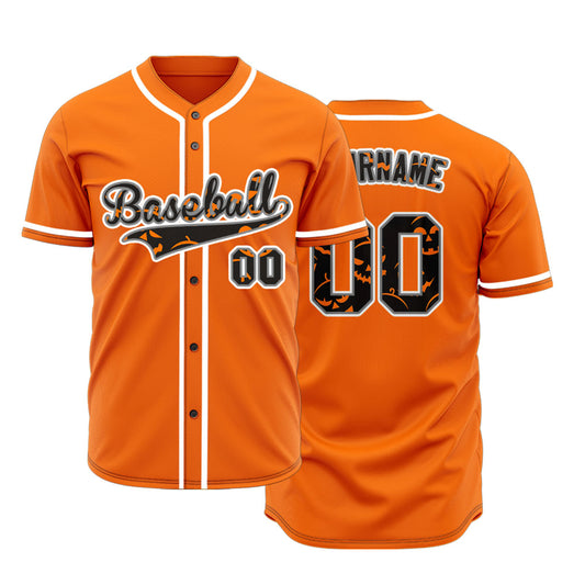 Halloween Pumpkin Orange Black Baseball Jersey