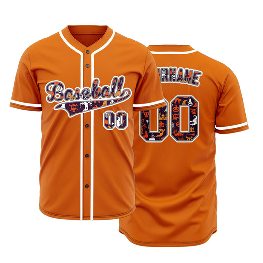 Halloween Pumpkin Skull Orange Baseball Jersey