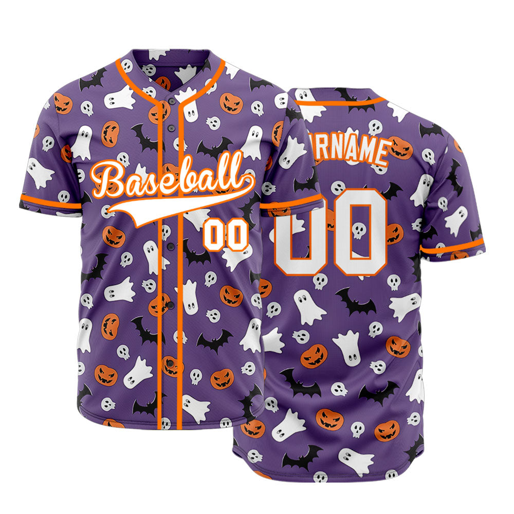 Halloween Purple Skull Baseball Jersey