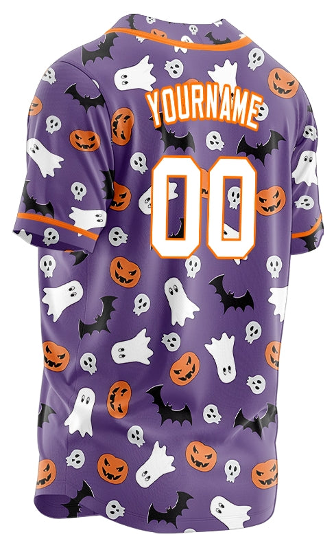 Halloween Purple Skull Baseball Jersey