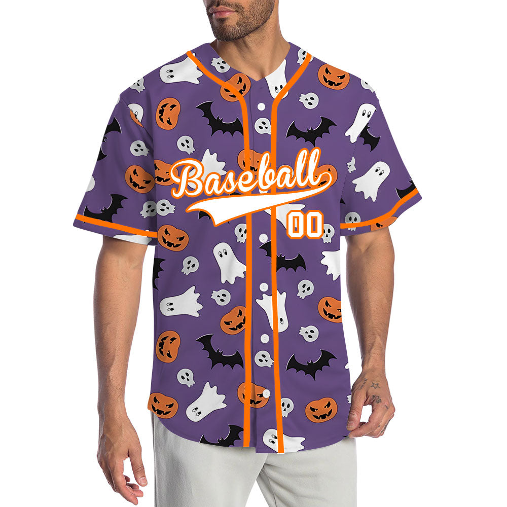 Halloween Purple Skull Baseball Jersey
