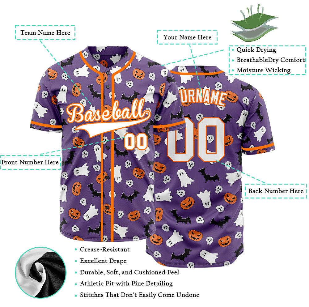 Halloween Purple Skull Baseball Jersey