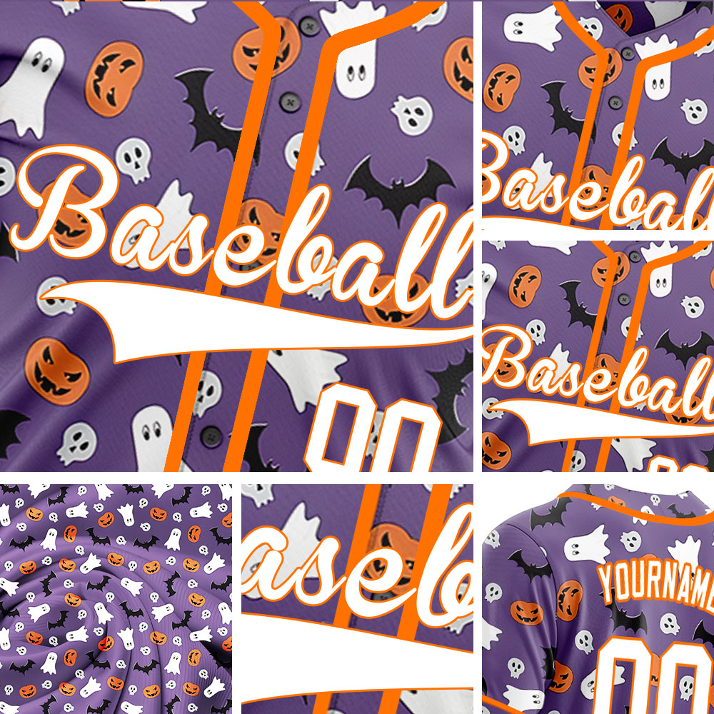 Halloween Purple Skull Baseball Jersey