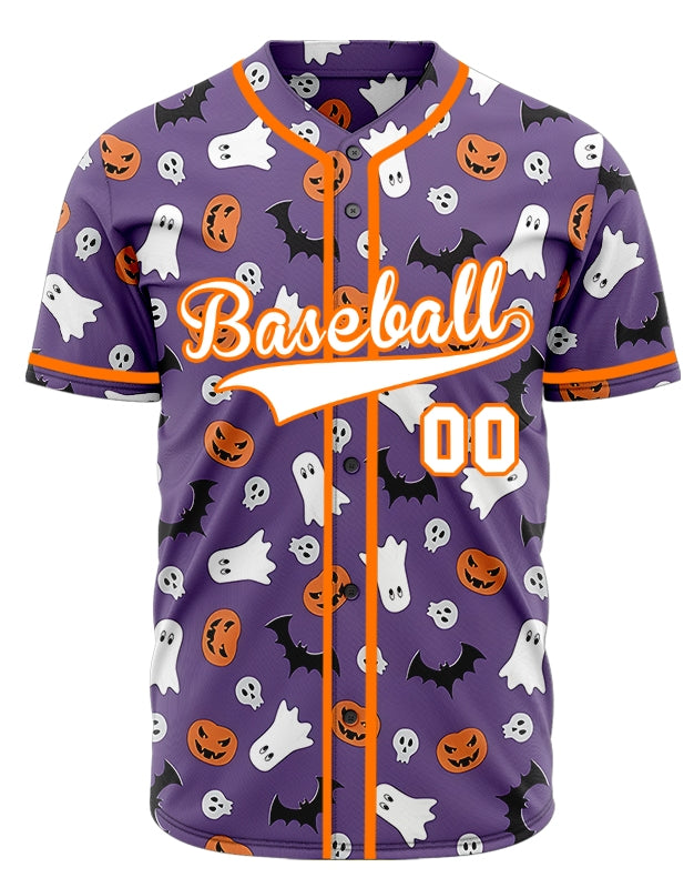 Halloween Purple Skull Baseball Jersey