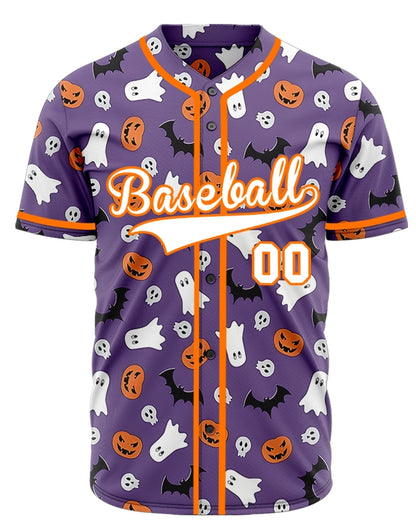 Halloween Purple Skull Baseball Jersey