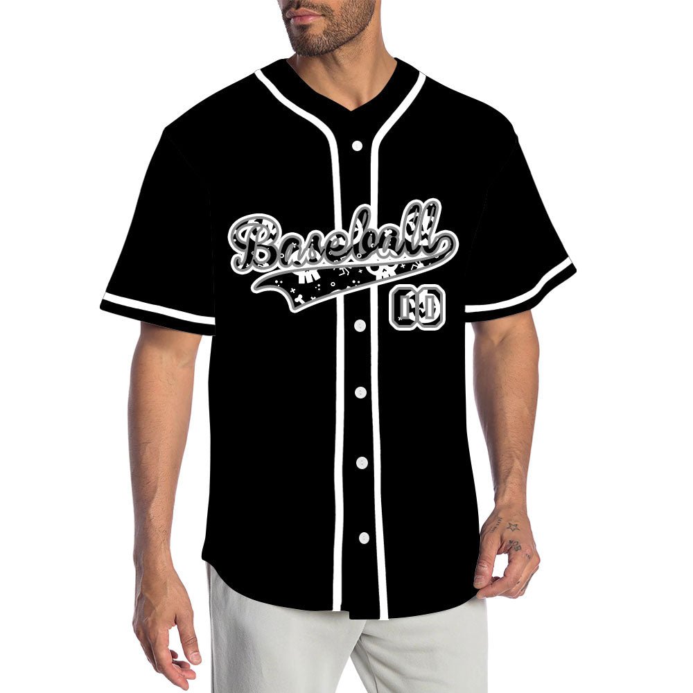 Halloween Skull Black White Baseball Jersey