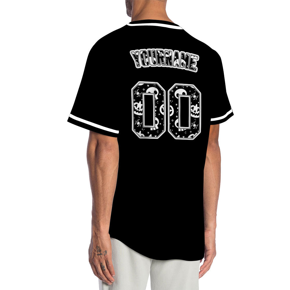 Halloween Skull Black White Baseball Jersey