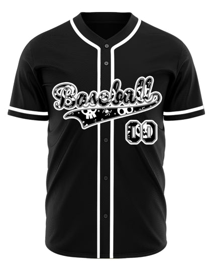 Halloween Skull Black White Baseball Jersey