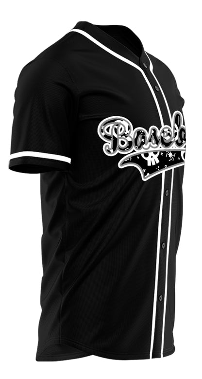 Halloween Skull Black White Baseball Jersey