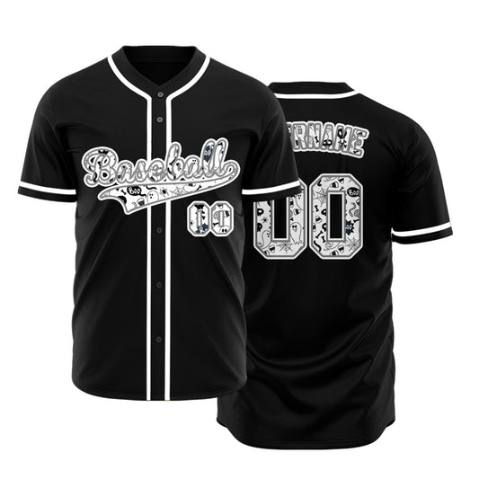 Halloween Skull White And Black Baseball Jersey