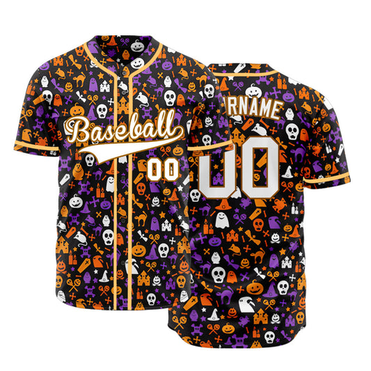 Halloween Small White Skull Grave Baseball Jersey