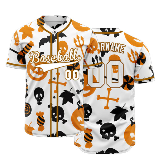Halloween White Pumpkin Baseball Jersey