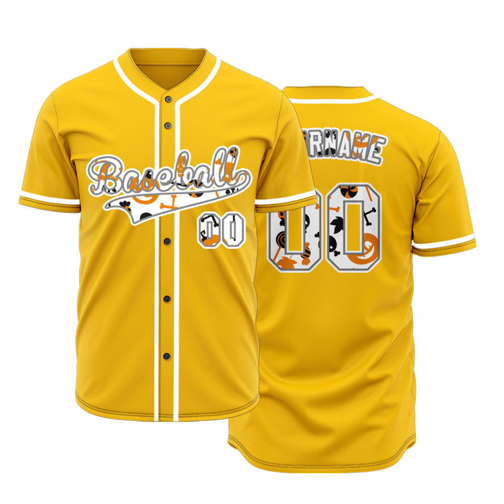 Halloween White Pumpkin Yellow Baseball Jersey