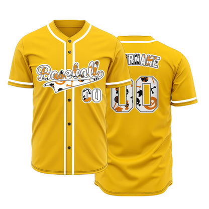 Halloween White Pumpkin Yellow Baseball Jersey