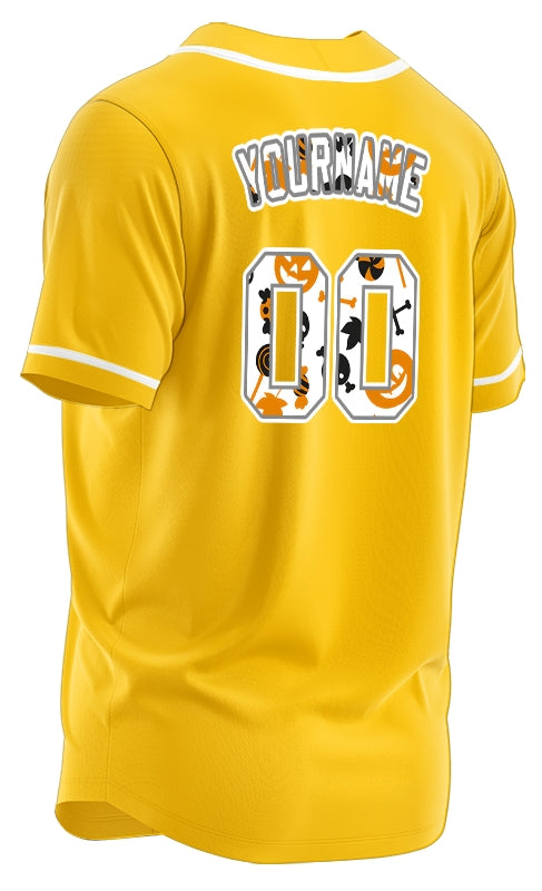Halloween White Pumpkin Yellow Baseball Jersey