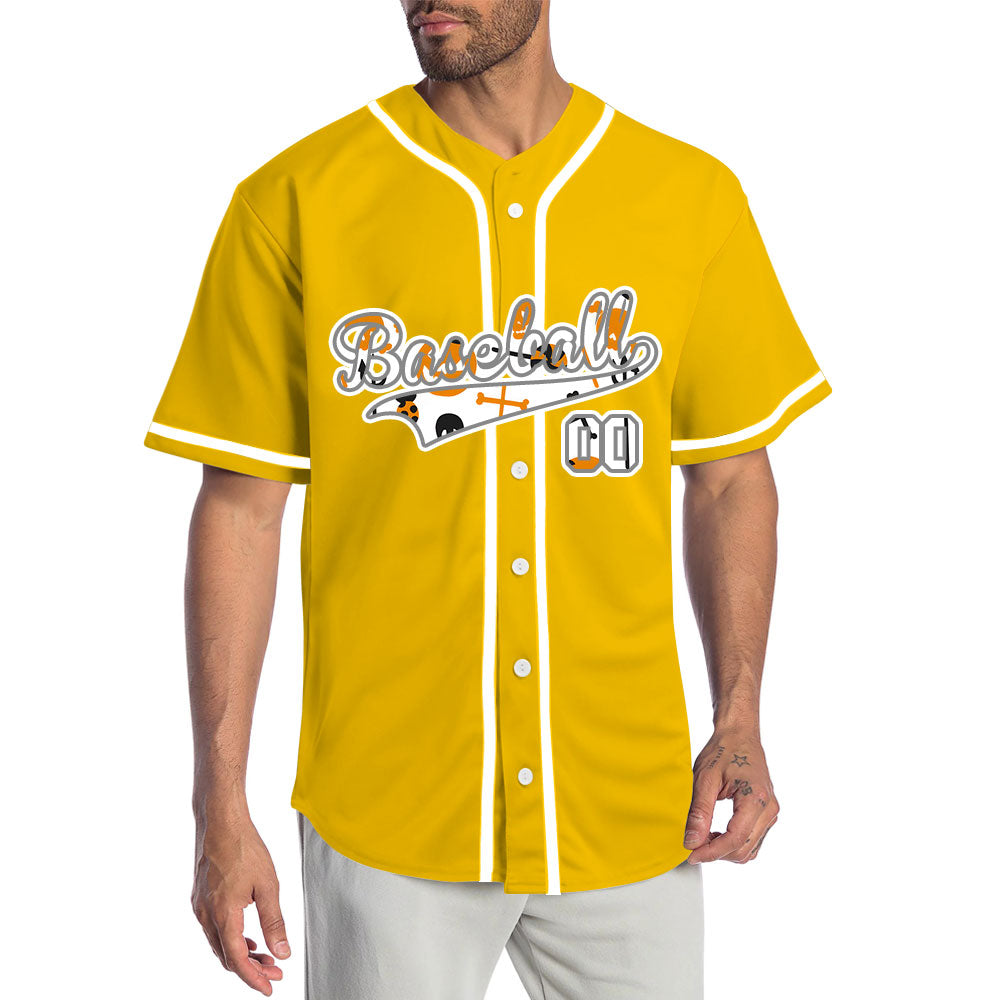 Halloween White Pumpkin Yellow Baseball Jersey