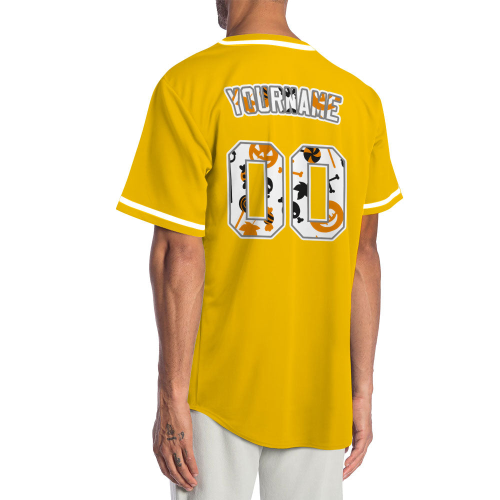 Halloween White Pumpkin Yellow Baseball Jersey