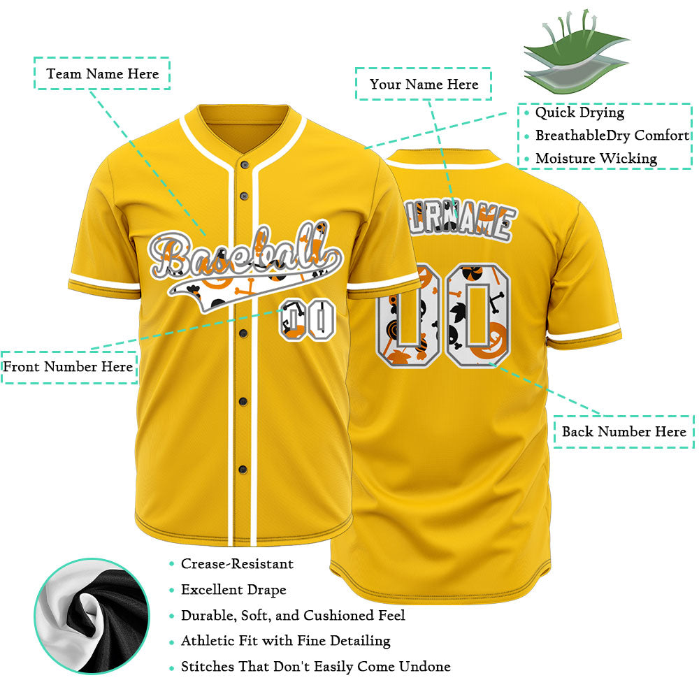 Halloween White Pumpkin Yellow Baseball Jersey