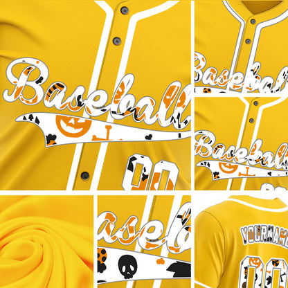 Halloween White Pumpkin Yellow Baseball Jersey