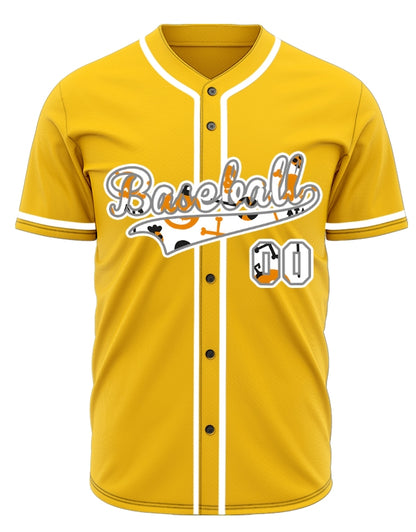 Halloween White Pumpkin Yellow Baseball Jersey