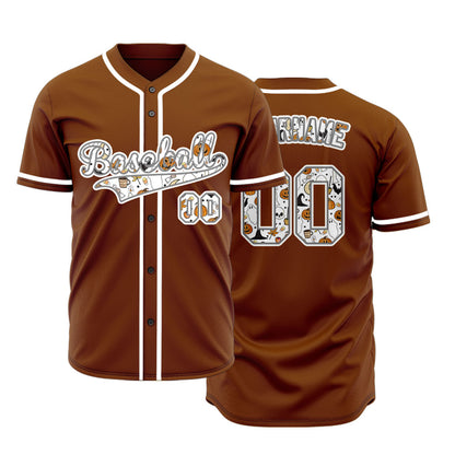 Halloween White Skull Pumpkin Crown Baseball Jersey