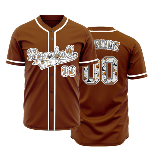 Halloween White Skull Pumpkin Crown Baseball Jersey