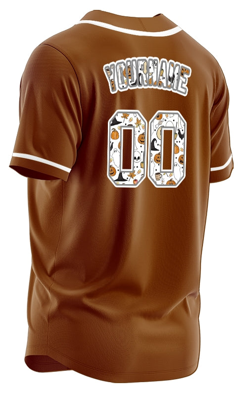 Halloween White Skull Pumpkin Crown Baseball Jersey