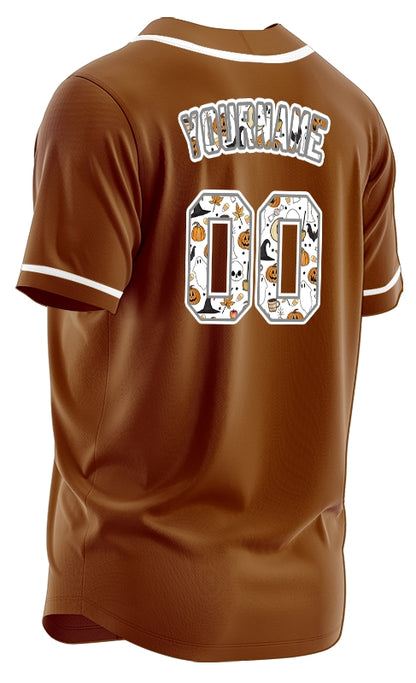 Halloween White Skull Pumpkin Crown Baseball Jersey