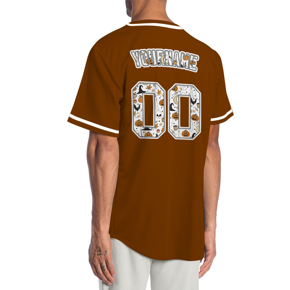 Halloween White Skull Pumpkin Crown Baseball Jersey