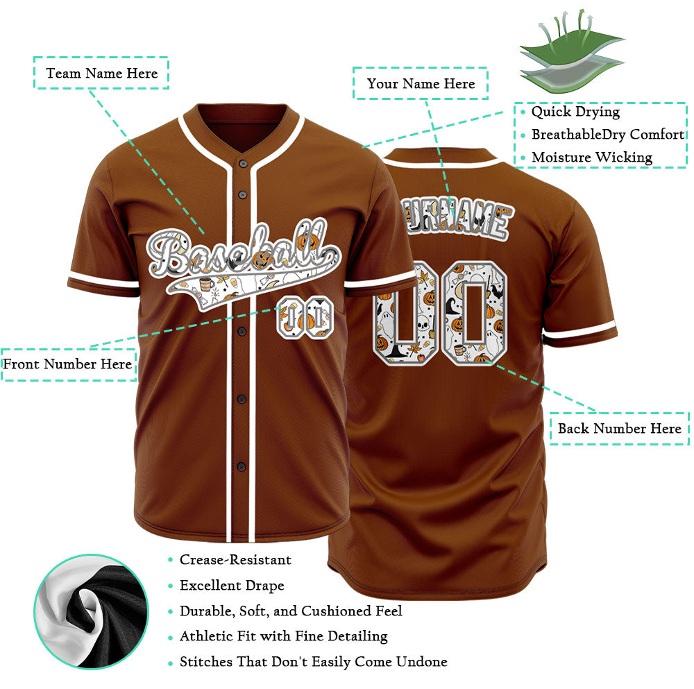 Halloween White Skull Pumpkin Crown Baseball Jersey