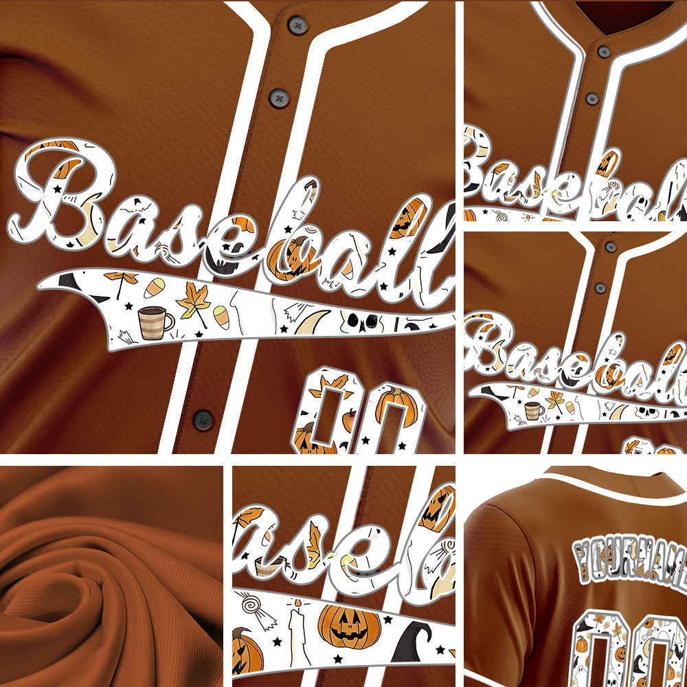 Halloween White Skull Pumpkin Crown Baseball Jersey