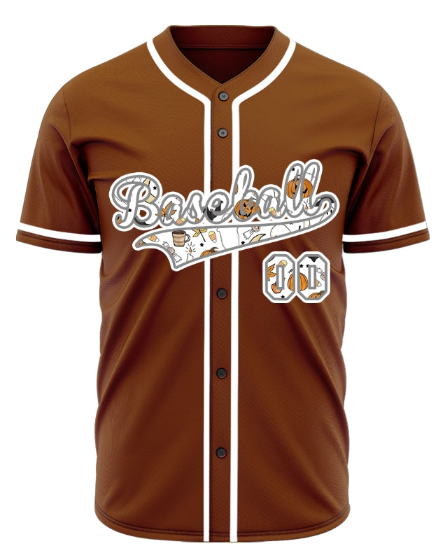 Halloween White Skull Pumpkin Crown Baseball Jersey