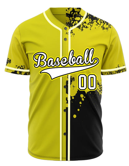 Custom Olive Yellow Black Ink Baseball Jersey
