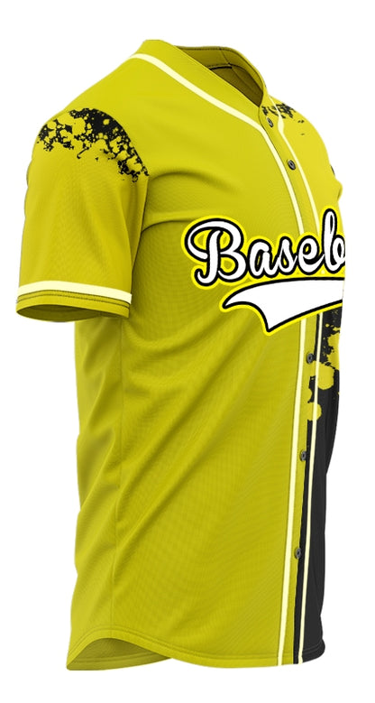 Custom Olive Yellow Black Ink Baseball Jersey