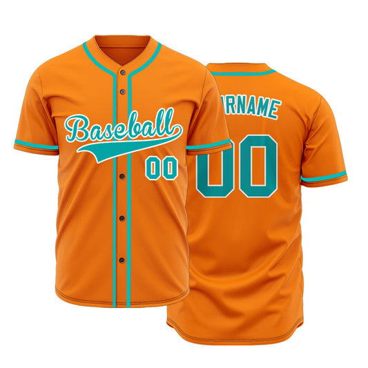 Custom Orange And Dark Green Baseball Jersey