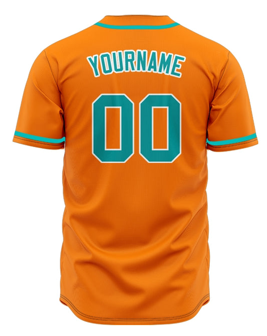 Custom Orange And Dark Green Baseball Jersey