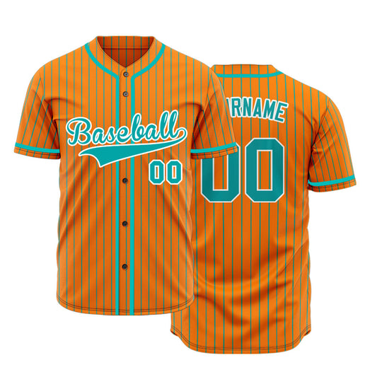 Custom Orange And Dark Green Lines Baseball Jersey