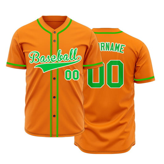 Custom Orange And Green Baseball Jersey
