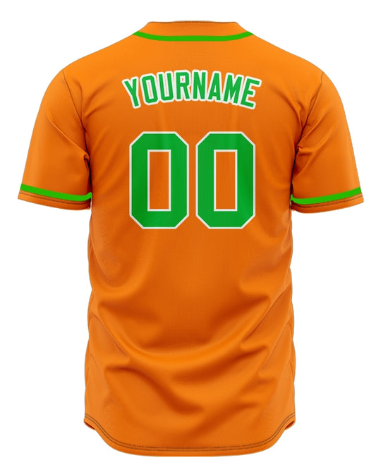Custom Orange And Green Baseball Jersey