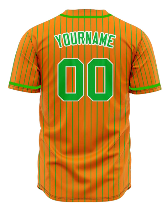 Custom Orange And Green Vertical Lines Baseball Jersey